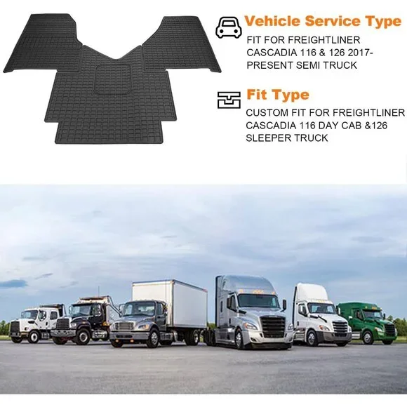 Floor Mats fit for Freightliner Cascadia 2018-2023 | Heavy Duty Truck Floor Rubb - Picture 2 of 7